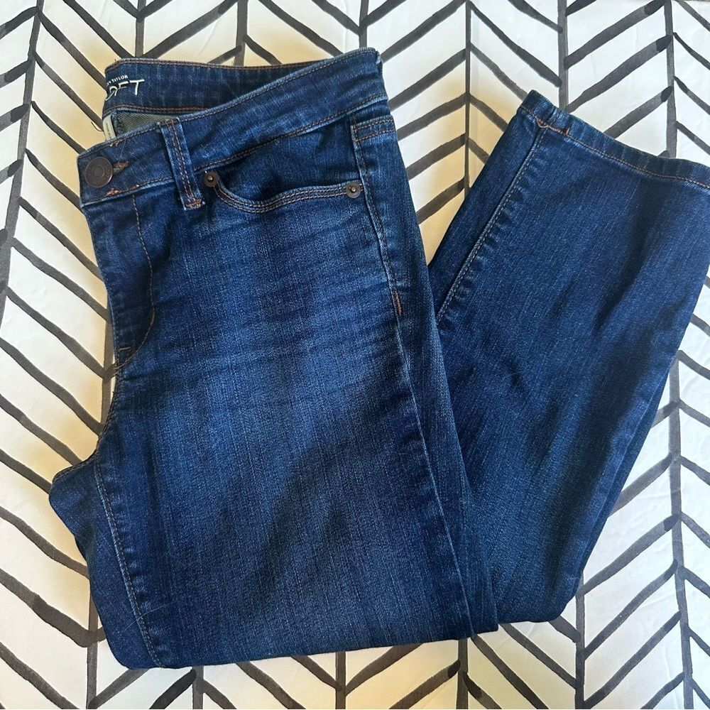 LOFT Women's Straight Leg Jeans in Dark Blue Wash